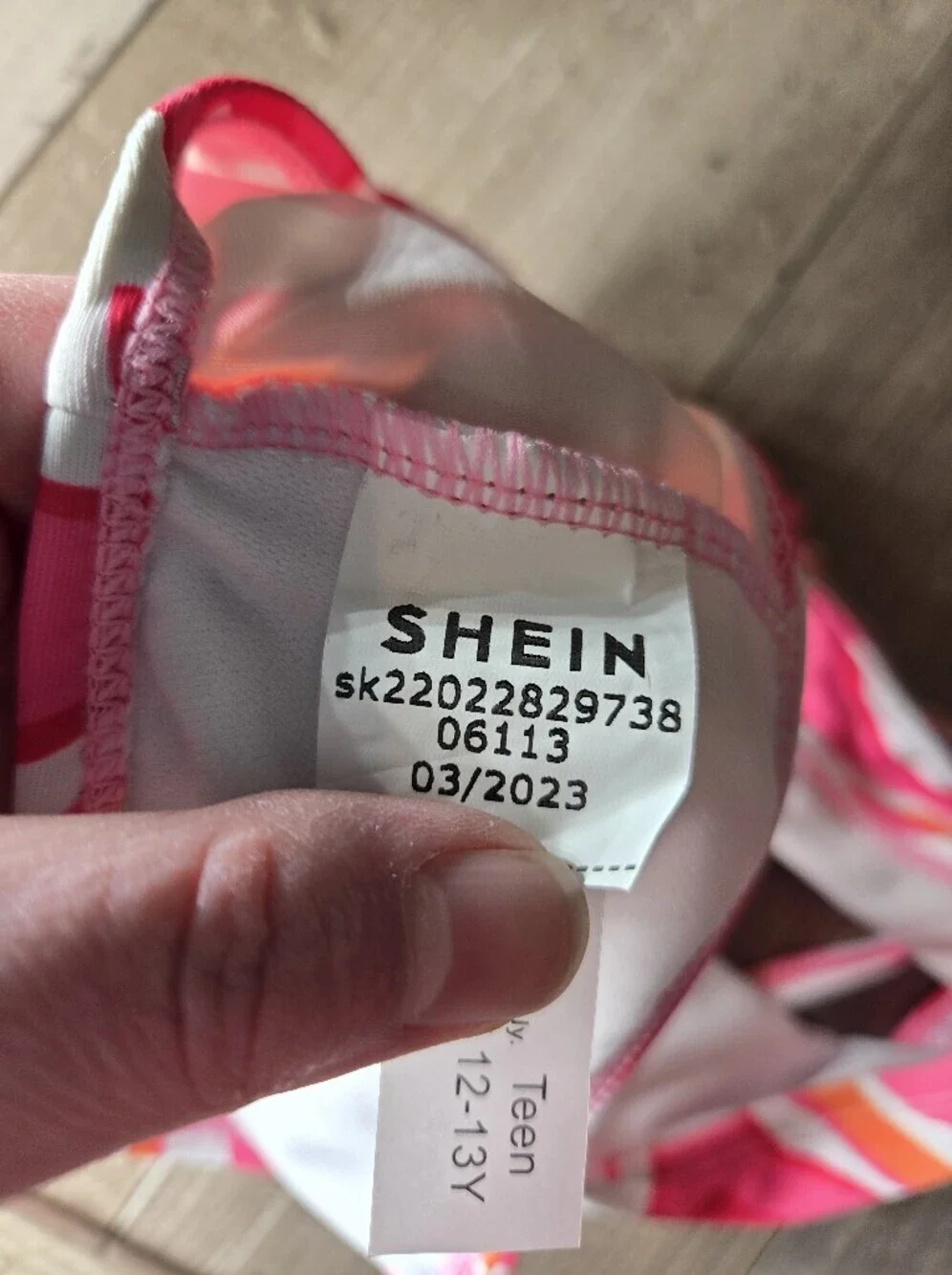 SHEIN Pink & Orange Swirl Two-Piece Bikini Set Teen Girl Size 12-13 Years NWOT